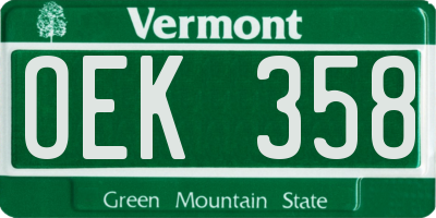 VT license plate OEK358