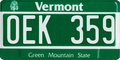 VT license plate OEK359