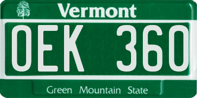VT license plate OEK360