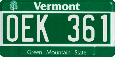 VT license plate OEK361