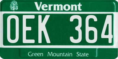 VT license plate OEK364