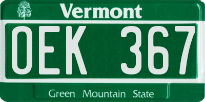 VT license plate OEK367