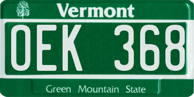 VT license plate OEK368