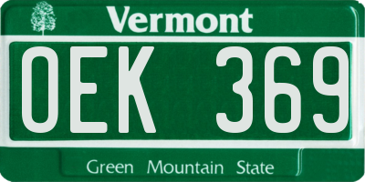 VT license plate OEK369