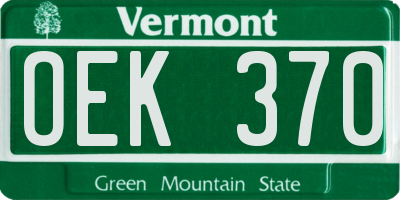VT license plate OEK370