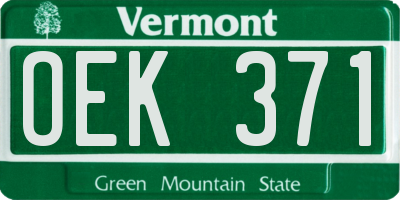 VT license plate OEK371