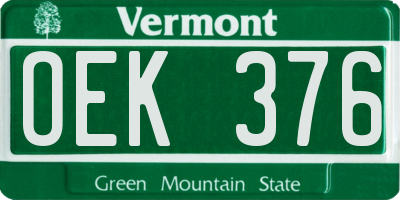 VT license plate OEK376