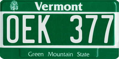 VT license plate OEK377