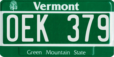 VT license plate OEK379