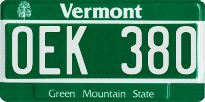 VT license plate OEK380