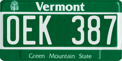 VT license plate OEK387