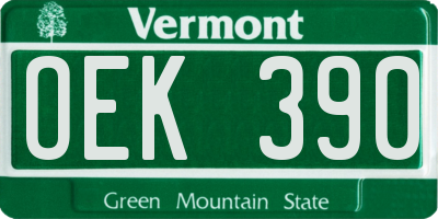 VT license plate OEK390