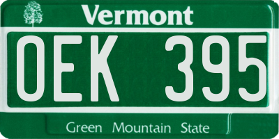 VT license plate OEK395