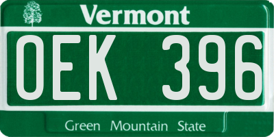 VT license plate OEK396