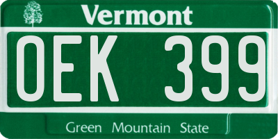 VT license plate OEK399