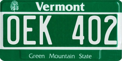 VT license plate OEK402