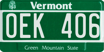 VT license plate OEK406