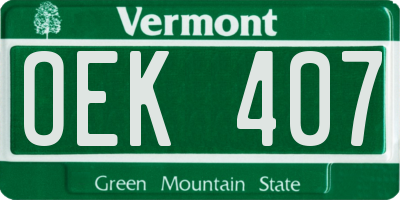VT license plate OEK407