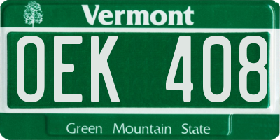 VT license plate OEK408
