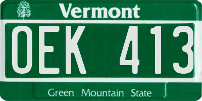 VT license plate OEK413