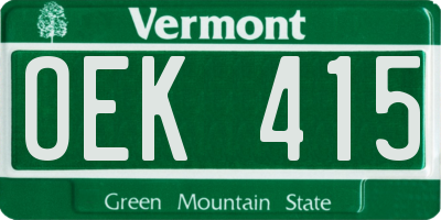 VT license plate OEK415