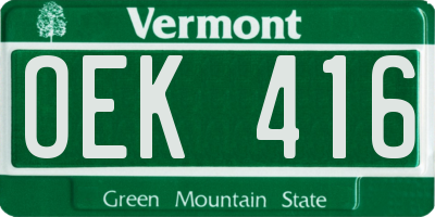 VT license plate OEK416