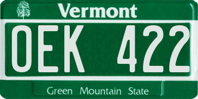 VT license plate OEK422