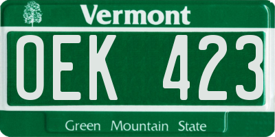 VT license plate OEK423