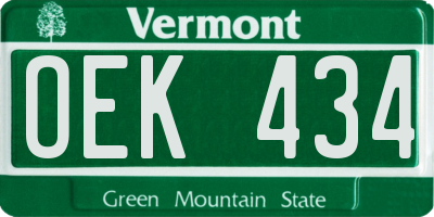 VT license plate OEK434