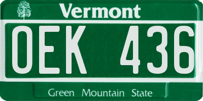 VT license plate OEK436