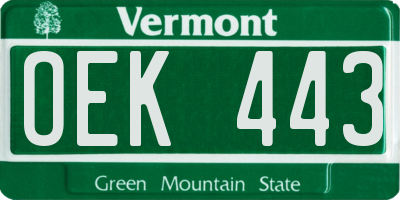 VT license plate OEK443