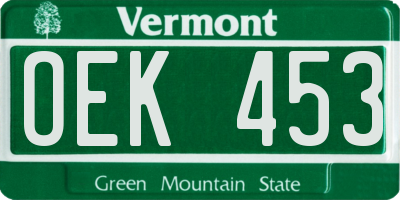 VT license plate OEK453