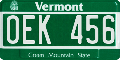 VT license plate OEK456