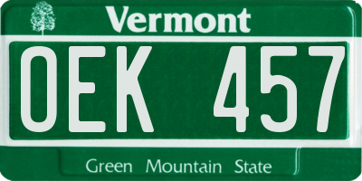 VT license plate OEK457