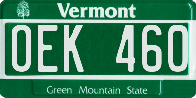 VT license plate OEK460