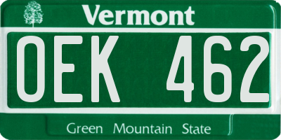 VT license plate OEK462