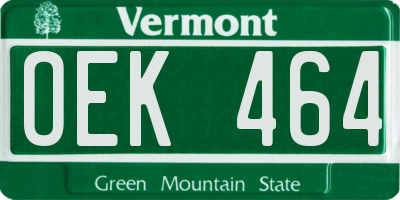 VT license plate OEK464