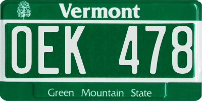 VT license plate OEK478