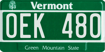 VT license plate OEK480