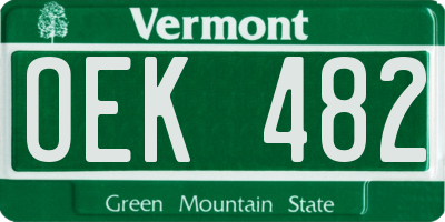VT license plate OEK482