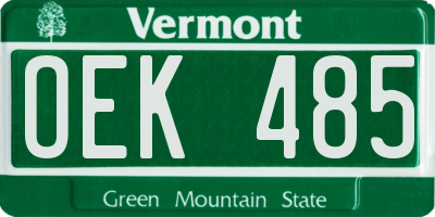 VT license plate OEK485