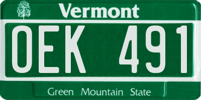 VT license plate OEK491
