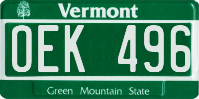 VT license plate OEK496