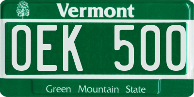 VT license plate OEK500