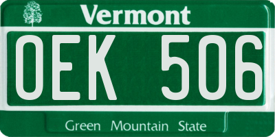 VT license plate OEK506