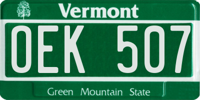 VT license plate OEK507