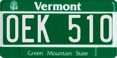 VT license plate OEK510