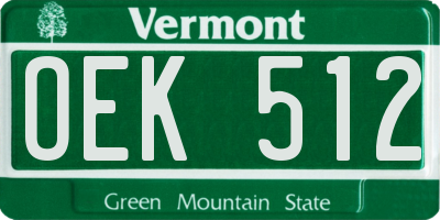VT license plate OEK512