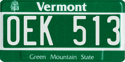 VT license plate OEK513