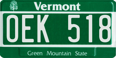 VT license plate OEK518
